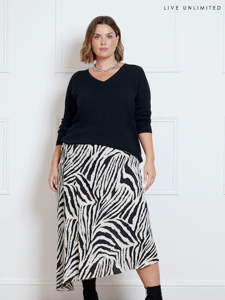 Live Unlimited Zebra Print Asymmetric Midi Skirt (AD2468) | 288 LEI