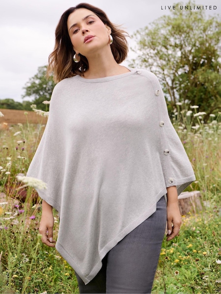 Grau - Live Unlimited Poncho mit Knopfdetails (AD2472) | 47 €