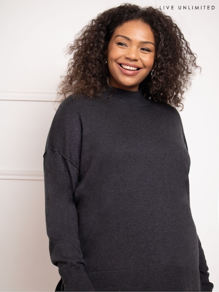 Live Unlimited Grey Mock Neck Jumper (AD2478) | $57