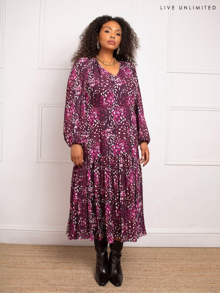 Live Unlimited Pink Abstract Print Midaxi Dress (AD2489) | €63