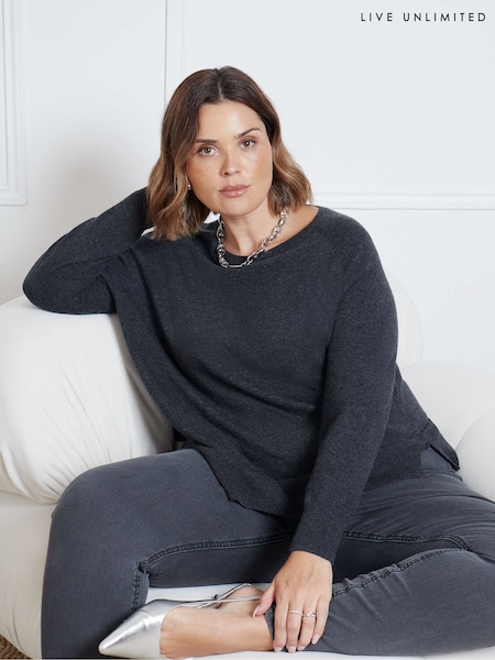 Live Unlimited Grey Scoop Neck Jumper (AD2490) | $84