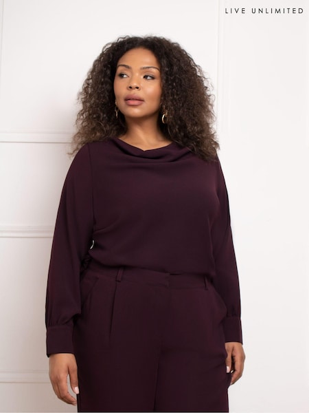 Roșu - Live Unlimited Cowl Neck Long sleeve Blouse (AD2495) | 247 LEI