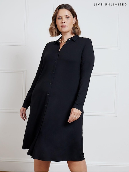 Schwarzer Farbton - Live Unlimited Paisley Long Sleeve Jersey Shirt Dress (AD2497) | 43 €