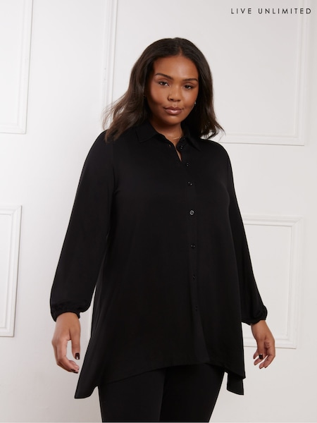 Live Unlimited Black Curve Petites Jersey Hanky Hem Shirt (AD2499) | €30