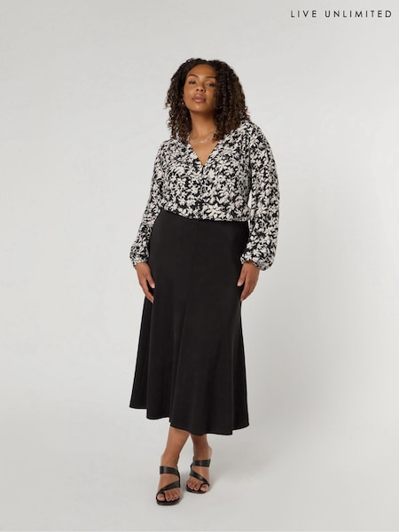 Live Unlimited Black Jersey Seamed Maxi Skirt (AD2502) | €34
