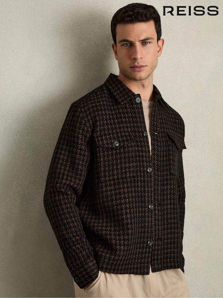 Reiss Kirk Brushed Houndstooth-Check Overshirt (AD2582) | ‏994 د.إ.‏