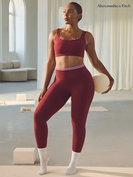 Red - Abercrombie & Fitch Stripe Double Cotton Leggings