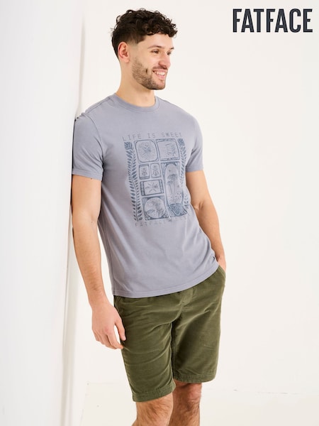 FatFace Grey Beeble Tile Graphic T-Shirt (AD2723) | 139 QAR