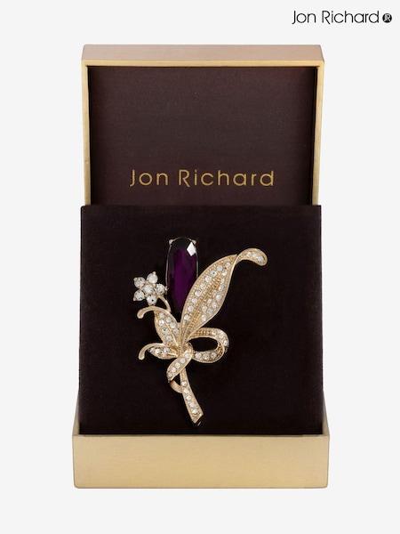 Jon Richard Tone Gift Boxed Amethyst Floral Brooch (AD2833) | €32