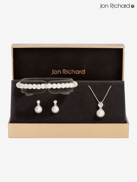 Jon Richard Crystal Pearl Trio -setti - Gift Boxed (AD2837) | €39