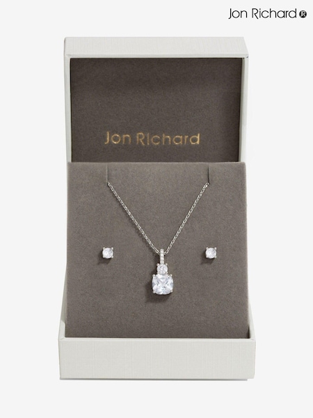 Jon Richard Silver Tone Cubic Zirconia Pendant Set - Gift Boxed (AD2839) | €32