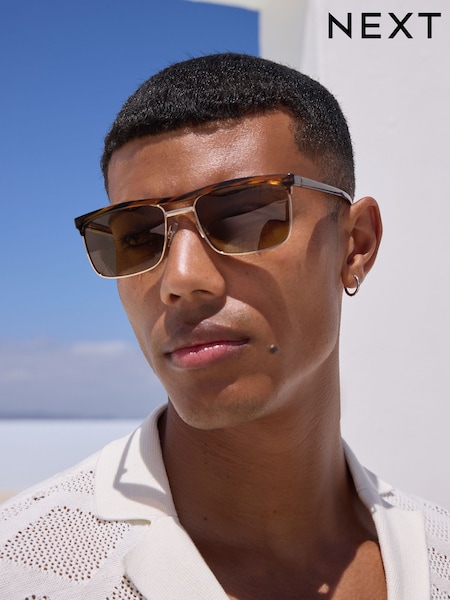 棕色 - Double Bridge Sunglasses (AD2856) | NT$570