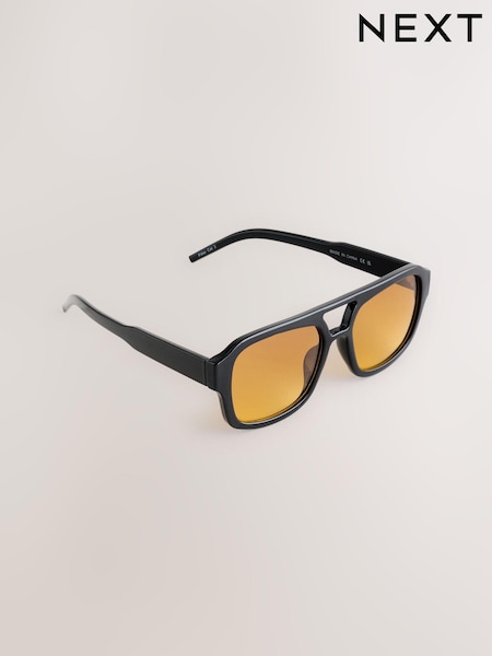 Black Aviator Style Sunglasses (AD2879) | 77 SAR