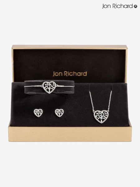 Jon Richard Silver Tone Crystal Heart Tree Of Love Set - Gift Boxed (AD2886) | R$ 245