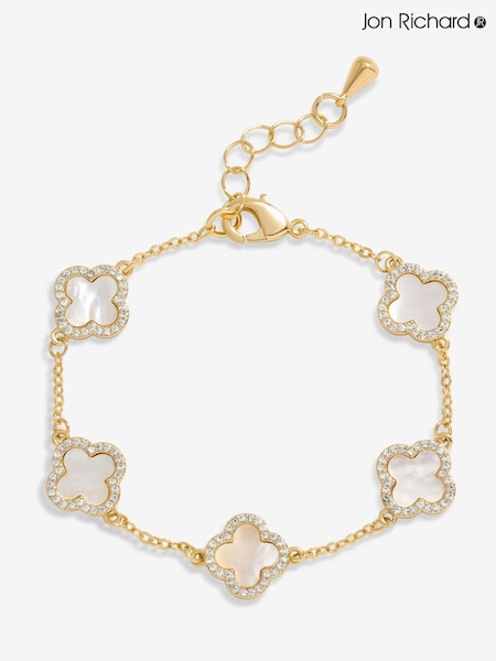 Jon Richard Gold Tone Mother of Pearl Clover Bracelet (AD2895) | 139 QAR