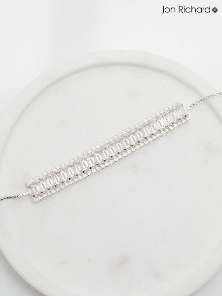 Jon Richard Silver Tone Crystal Baguette Toggle Bracelet (AD2914) | AED73