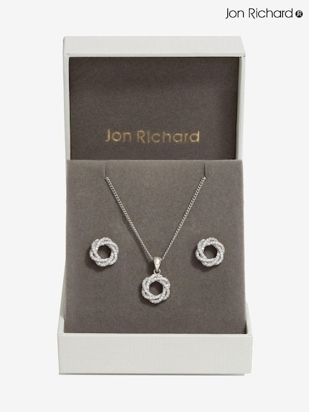 Jon Richard Silver Tone Cubic Zirconia Open Twist Box Set - Gift Boxed (AD2930) | R$ 245