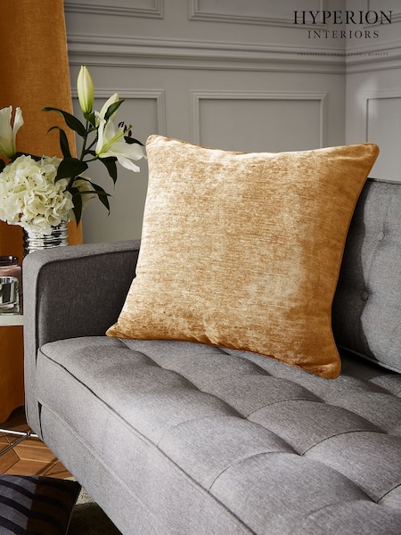 Hyperion Amber Gold Selene Luxury Chenille Piped Cushion (AD3044) | $41
