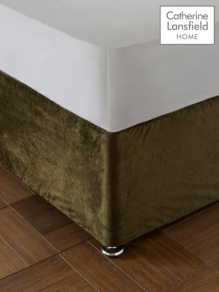 Catherine Lansfield Olive Green Kingsley Matt Velvet Elasticated Divan Base Wrap (AD3059) | AED105 - AED116