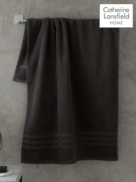 Catherine Lansfield Set of 2 Charcoal Grey 100% Cotton Bath Sheet Towels (AD3060) | €40