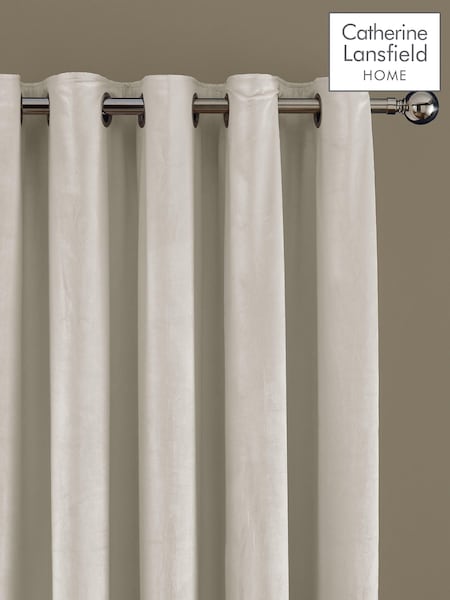 Catherine Lansfield Cream Matt Velvet Lined Eyelet Curtains (AD3062) | €60