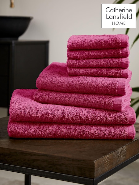 Catherine Lansfield Hot Pink Quick Dry 100% Cotton Towel Set (AD3083) | R$ 225