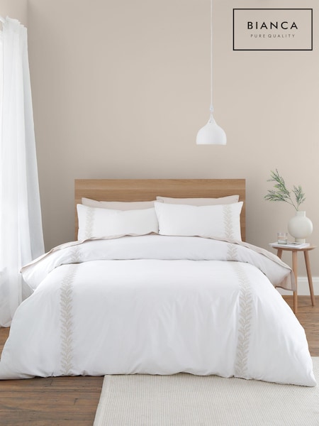 Bianca Embroidery Leaf 100% Cotton Duvet Cover Set (AD3346) | €63 - €118