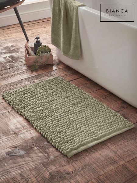 Bianca Sage Green Aspen Bobble Bath Mat (AD3349) | €21