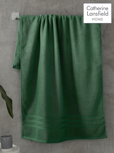 Catherine Lansfield Set of 2 Dark Green 100% Cotton Bath Sheet Towels (AD3351) | €43