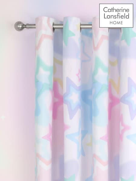 Catherine Lansfield Pink Ombre Stars Reversible Lined Eyelet Curtains (AD3357) | €66