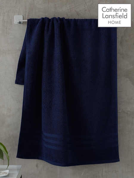 Catherine Lansfield Set of 2 Navy Blue 100% Cotton Bath Sheet Towels (AD3359) | R$ 275