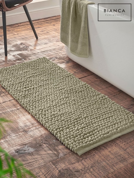 Bianca Sage Green Aspen Bobble Long Bath Mat Runner (AD3370) | €29