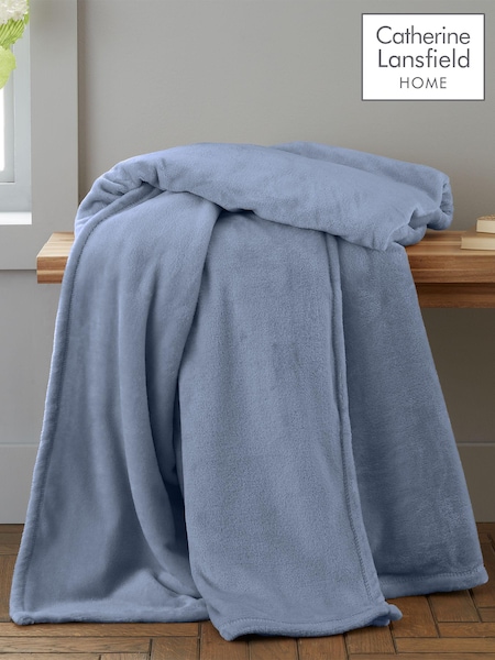 Catherine Lansfield Chambray Blue Raschel Velvet Touch Plush Extra Large Throw (AD3372) | €29