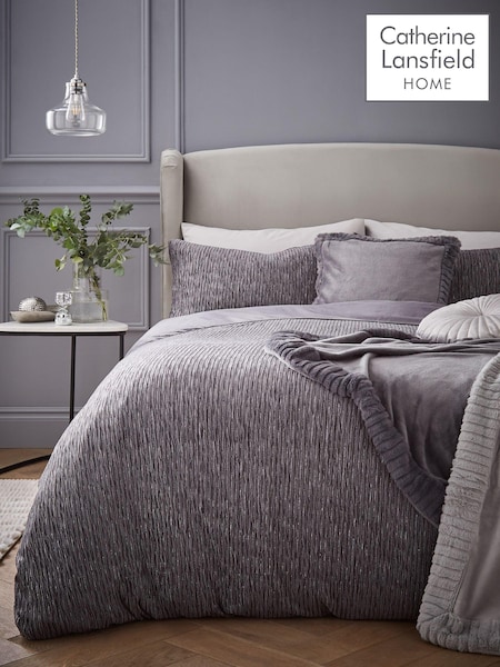 Catherine Lansfield Silver or Grey Allure Sparkle Soft Touch Duvet Cover Set (AD3389) | €56 - €86