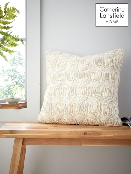 Catherine Lansfield Cream Chunky Marl Knit Cosy Cushion (AD3394) | 94 QAR