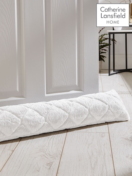 Catherine Lansfield White Cosy Diamond Fleece Draught Excluder (AD3410) | €17.50