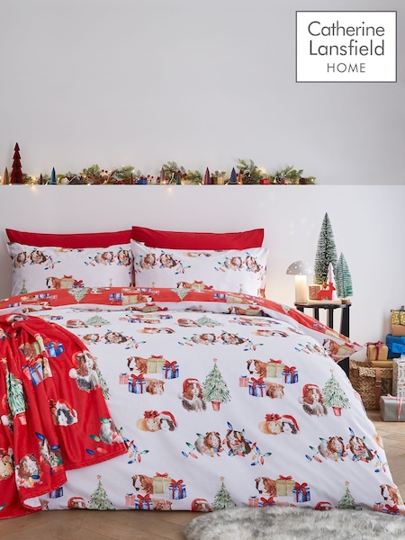 Catherine Lansfield White Red Christmas Guineapig Reversible Duvet Cover Set (AD3425) | €23 - €37