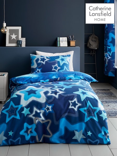 Catherine Lansfield Blue Ombre Stars Reversible Duvet Cover Set (AD3426) | $29 - $39