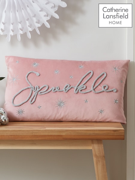 Catherine Lansfield Blush Pink Sparkle Soft To Touch Cushion (AD3441) | €24