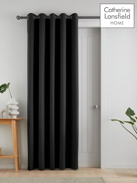 Catherine Lansfield Black Wilson Thermal Fleece Lined Door Curtain Panel (AD3481) | €37 - €50