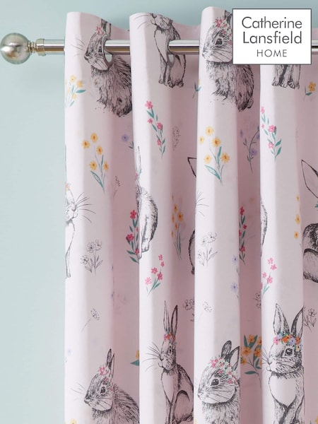 Catherine Lansfield Pink Bunny Tail Ditsy Flower Reversible Eyelet Curtains (AD3483) | $69