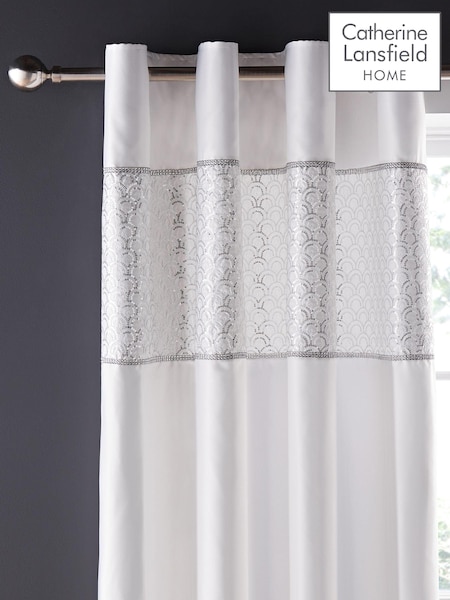 Catherine Lansfield Deco Paiete Glamour Lined Draperii cu inele metalice (AD3495) | 417 LEI