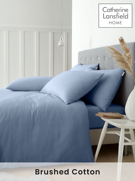 Catherine Lansfield Chambray Blue Brushed 100% Cotton Duvet Cover Set (AD3499) | €27 - €53