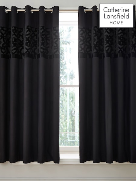 Catherine Lansfield Lattice Cut Velvet Lined Curtains (AD3503) | R$ 640