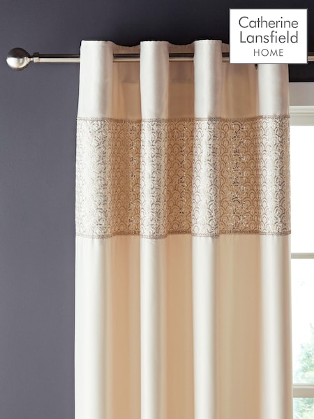 Catherine Lansfield Champagne Deco Sequin Glamour Lined Eyelet Curtains (AD3507) | €74