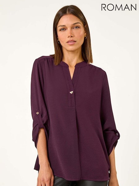 Roman Purple Notch Neck Heart Button Top (AD3595) | €44