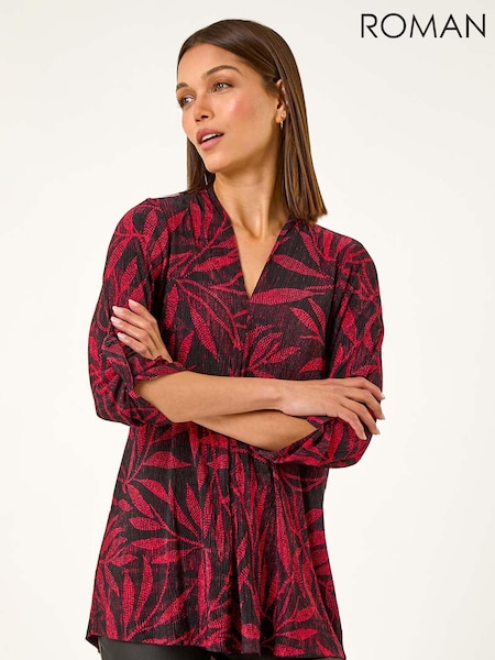 Roman Leaf Print Pleated Top (AD3596) | 54 €