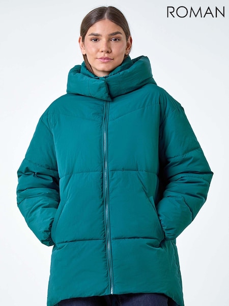 Albastru - Roman Padded Double-Ended Zip Coat (AD3666) | 484 LEI