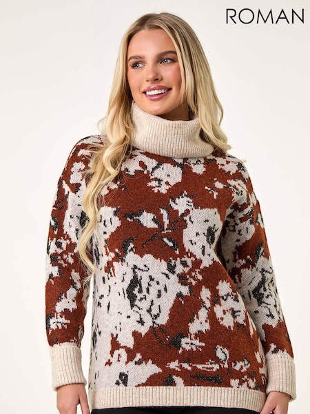 Roman Red Petite Roll Neck Floral Jumper (AD3715) | €25