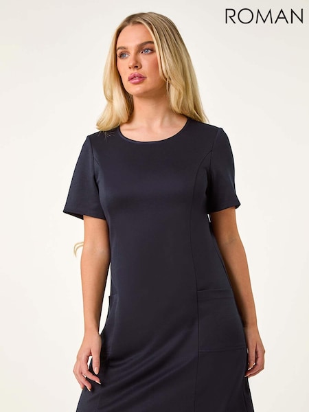 Roman Blue Petite Stretch Ponte Detail Dress (AD3724) | R$ 510